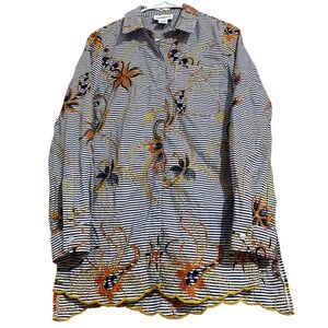 Peck & Peck Women’s Multi in Stripes and Embroidered Floral Print Tunic Top Sz-S